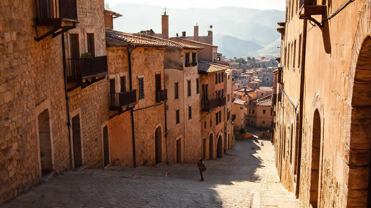 Pueblo antiguo, tranquilo y bañado por el sol