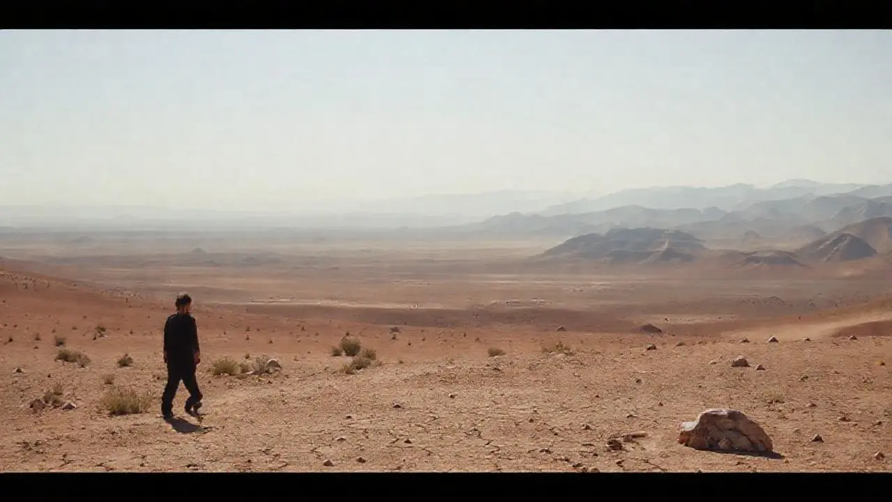 Paisaje árido y solitario bajo luz cálida