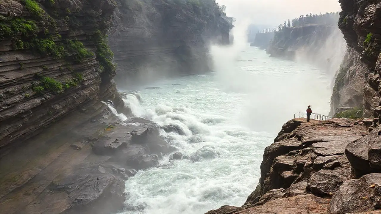 Impresionante cañón, agua y atmósfera natural