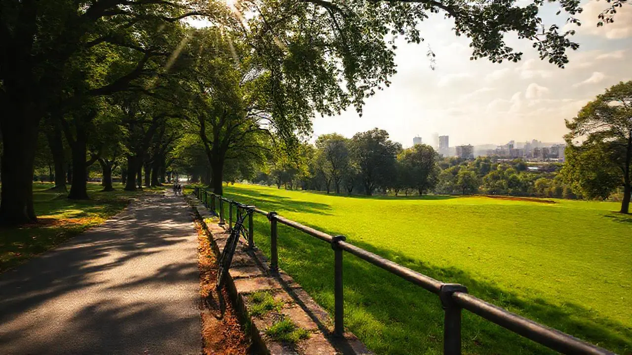 Un parque tranquilo, natural y expansivo