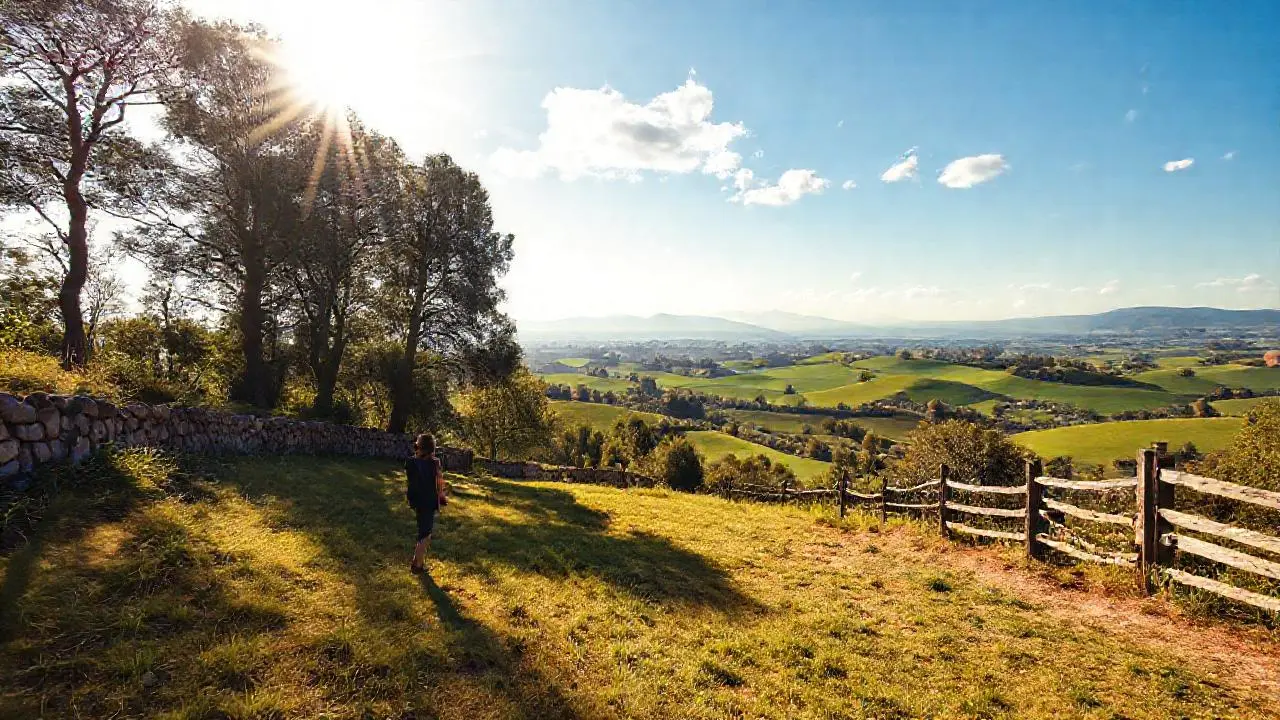 Paisaje madrileño: campo abierto, luz cálida y brisa