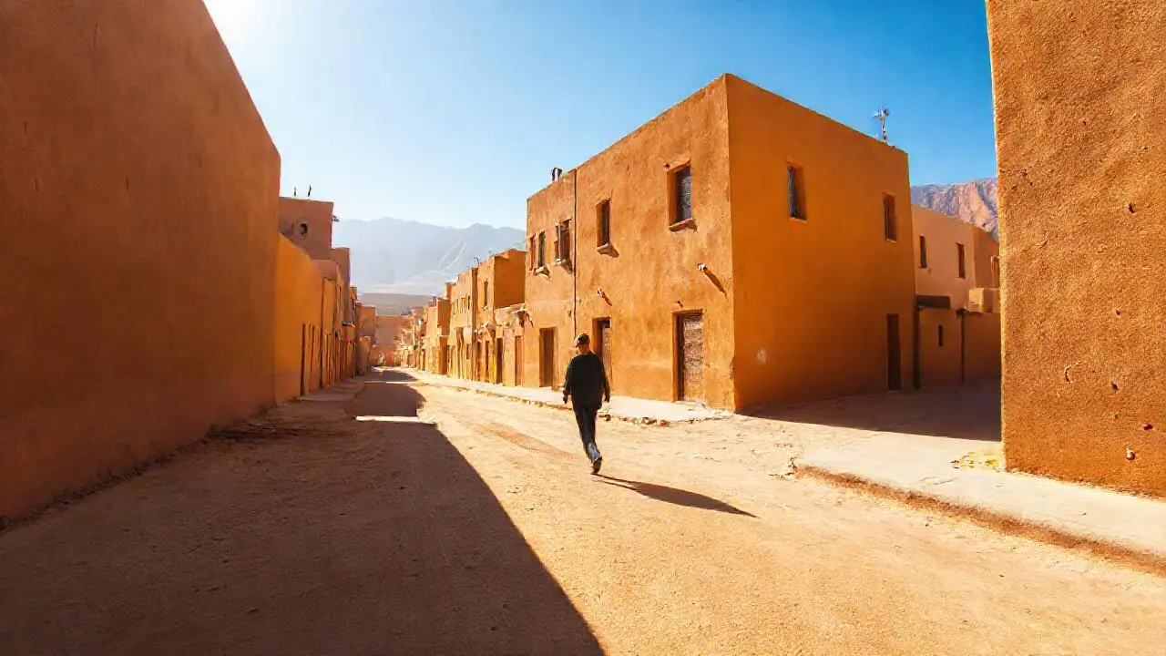 Una calle soleada y tranquila, serena