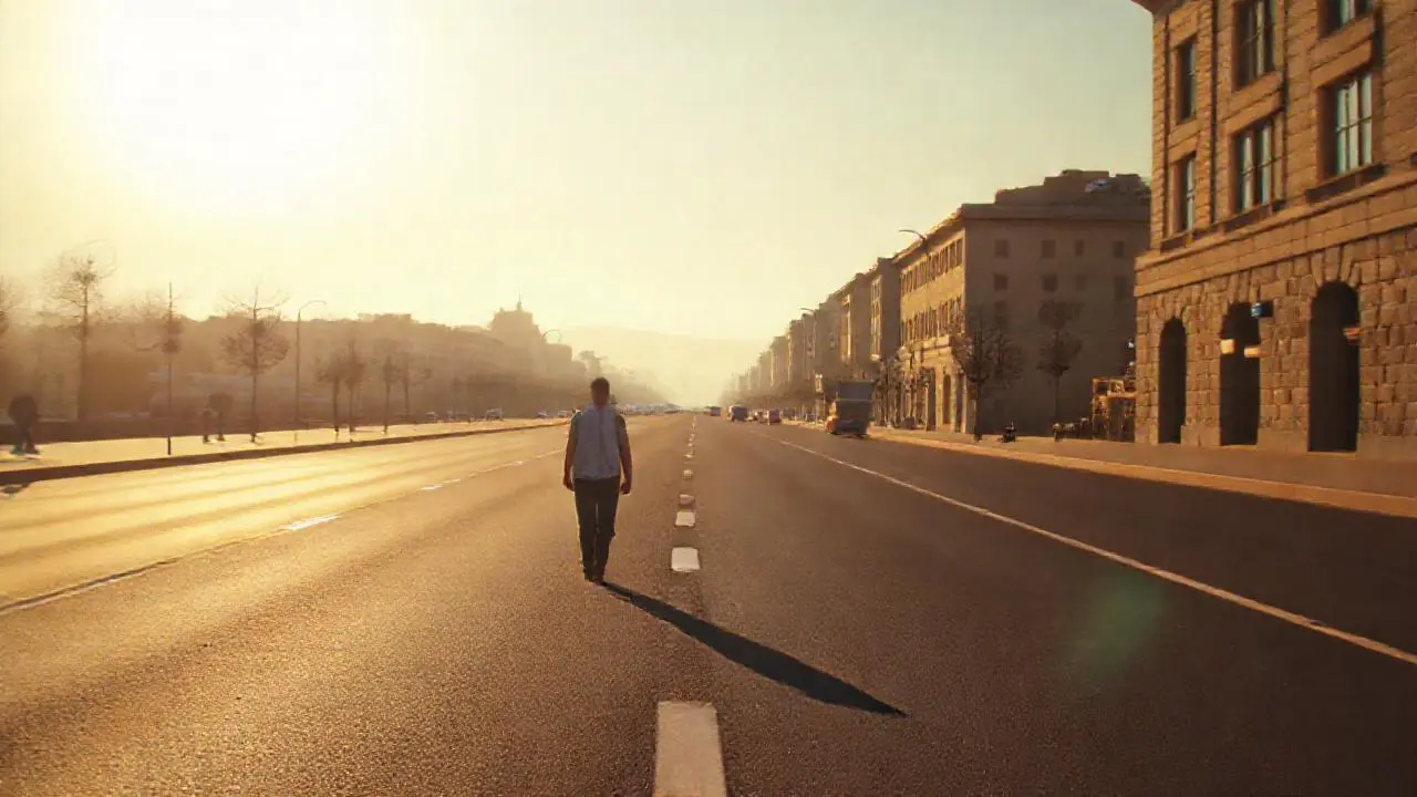 Una calle urbana, tranquila y lejana