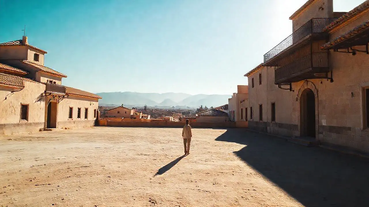 Paz árida bajo cielo azulado