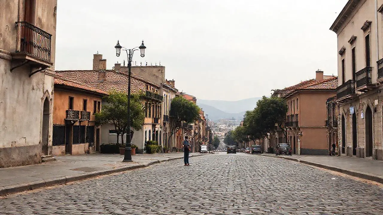 Calle antigua, atmósfera melancólica y distante