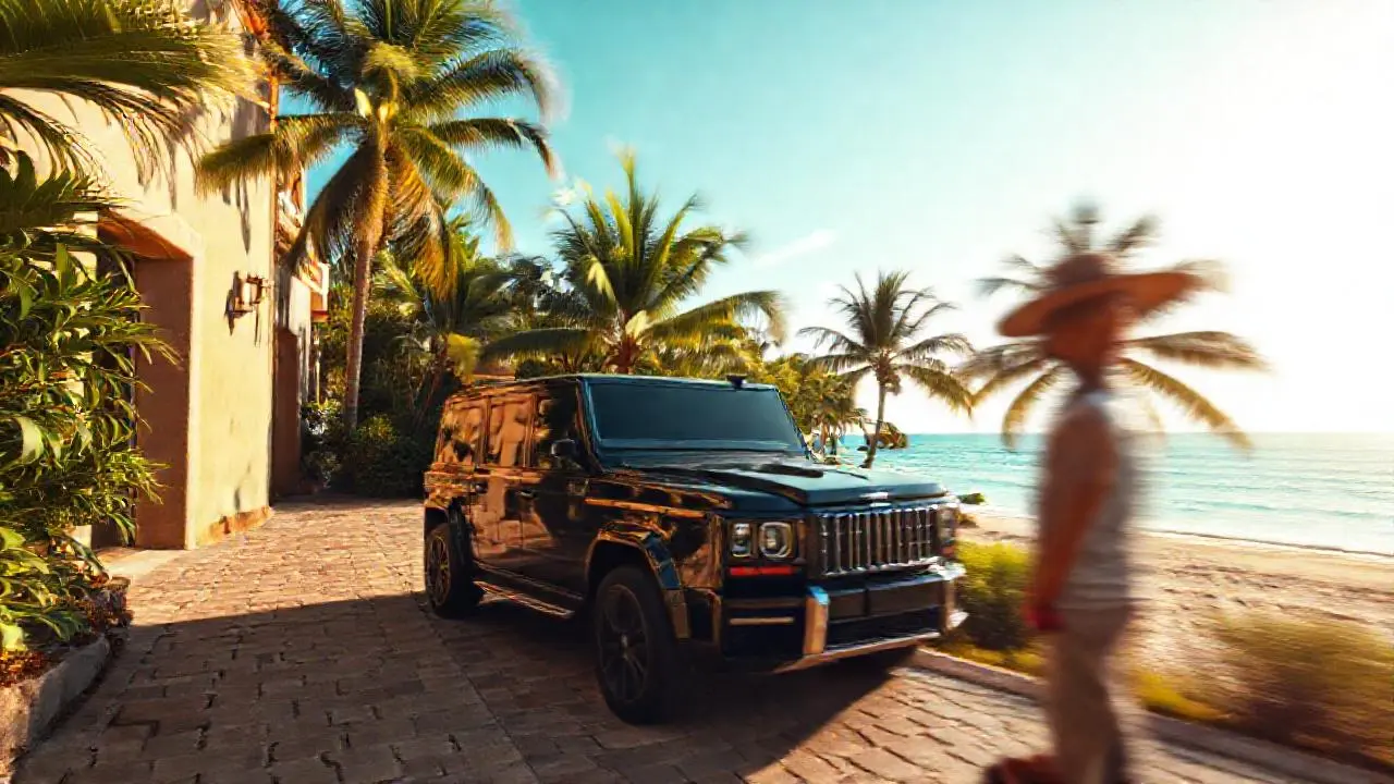 Escena tropical, lujosa, tranquila y difusa