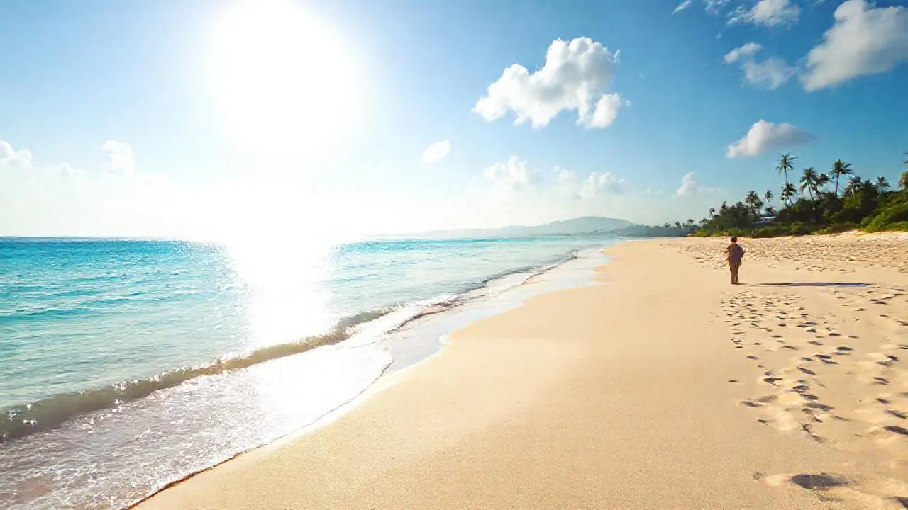 Playa tropical serena y espaciosa