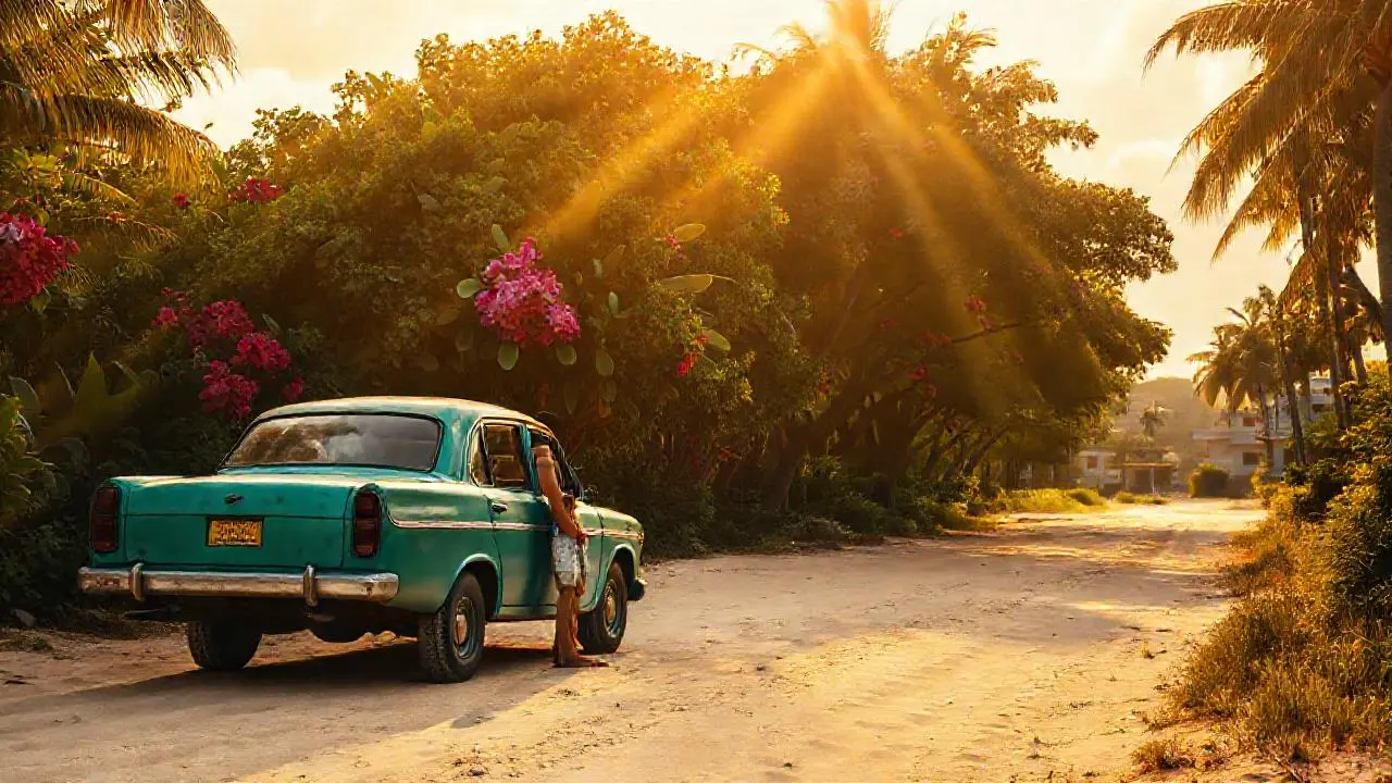 Luz cálida baña una tarde tropical