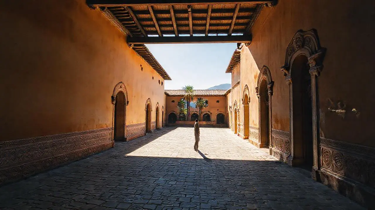 Un patio antiguo, sereno y luminoso