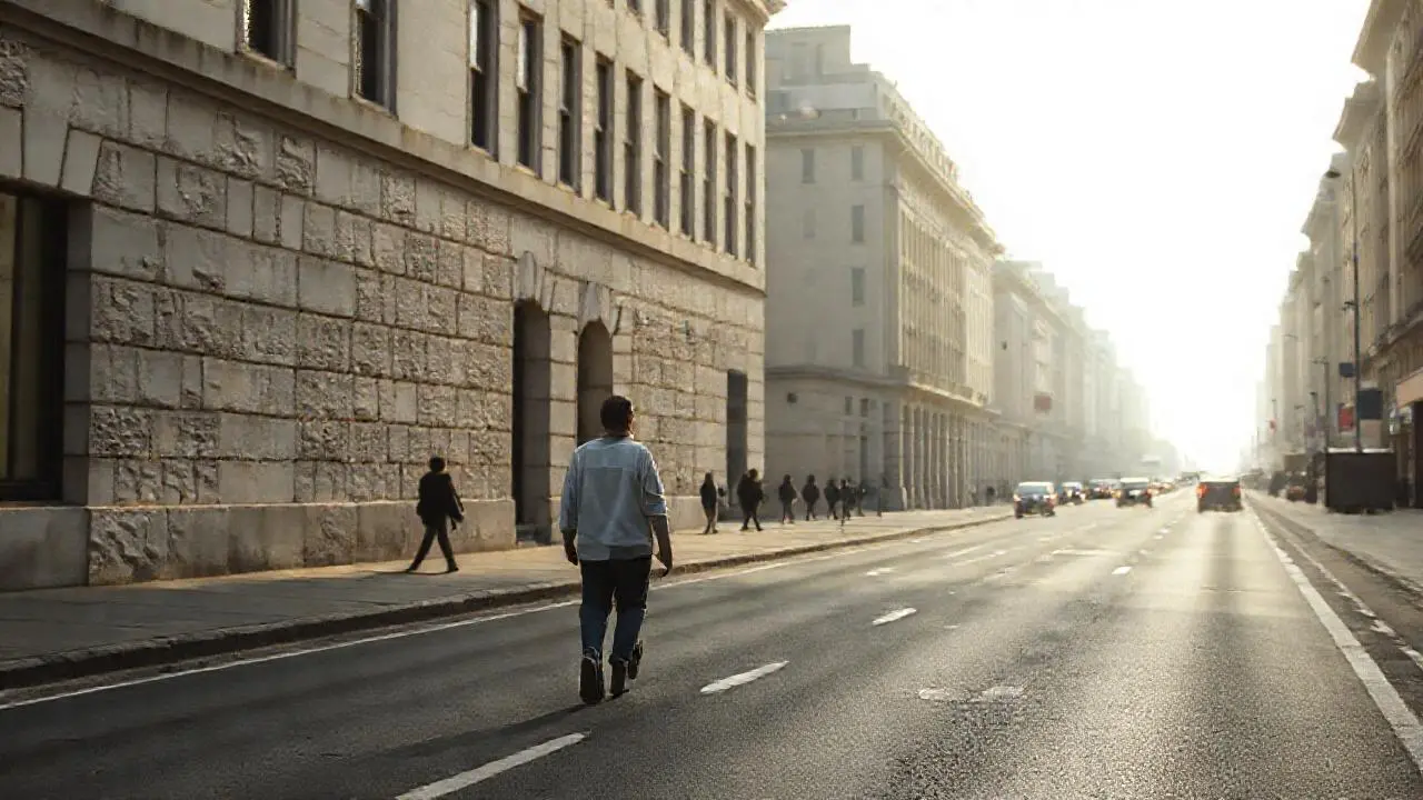 Ciudad urbana, ambiente tranquilo y realista