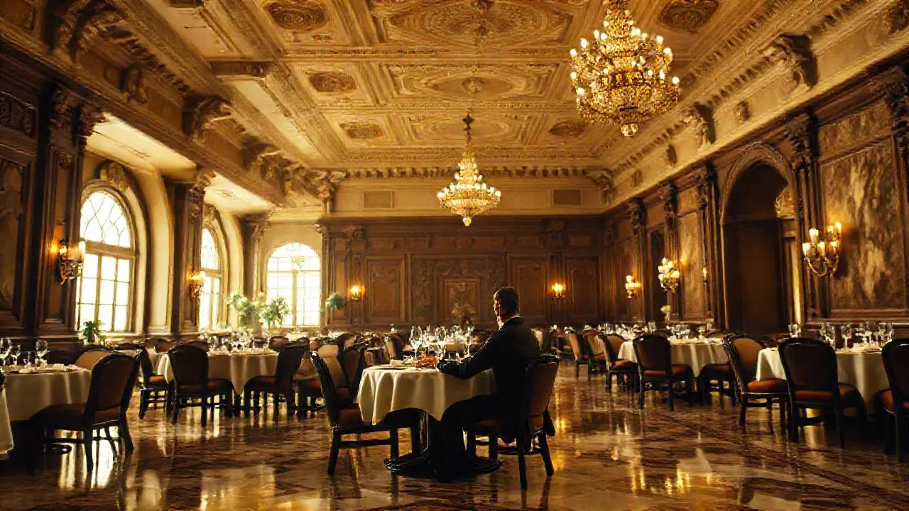 Un elegante comedor cálido y lujoso