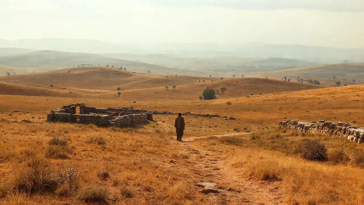 Paisaje vasto, tranquilo y ligeramente brumoso