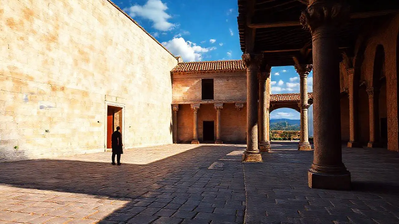 Arquitectura antigua, luz suave y ambiente tranquilo