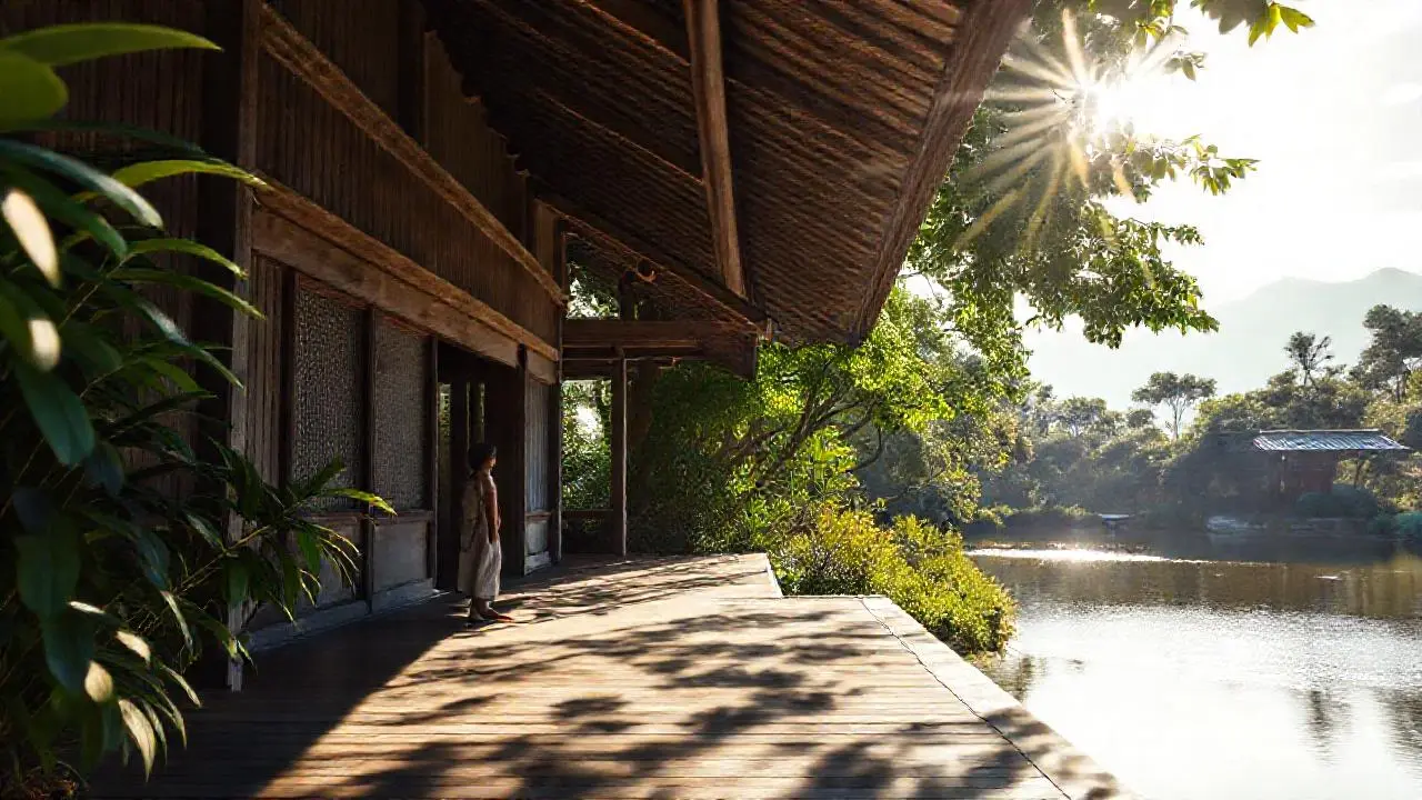 Tranquila escena japonesa en armonía natural