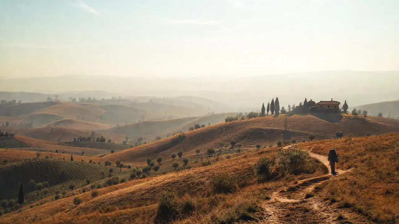Paz toscana, campo, luz dorada y calma