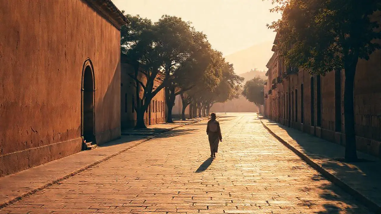 Luz suave baña arquitectura colonial antigua