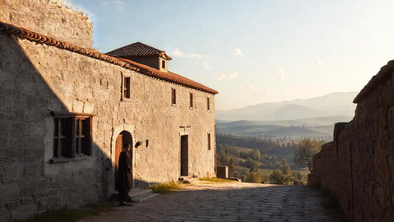 Palacio antiguo, tranquilo y con perspectiva atmosférica