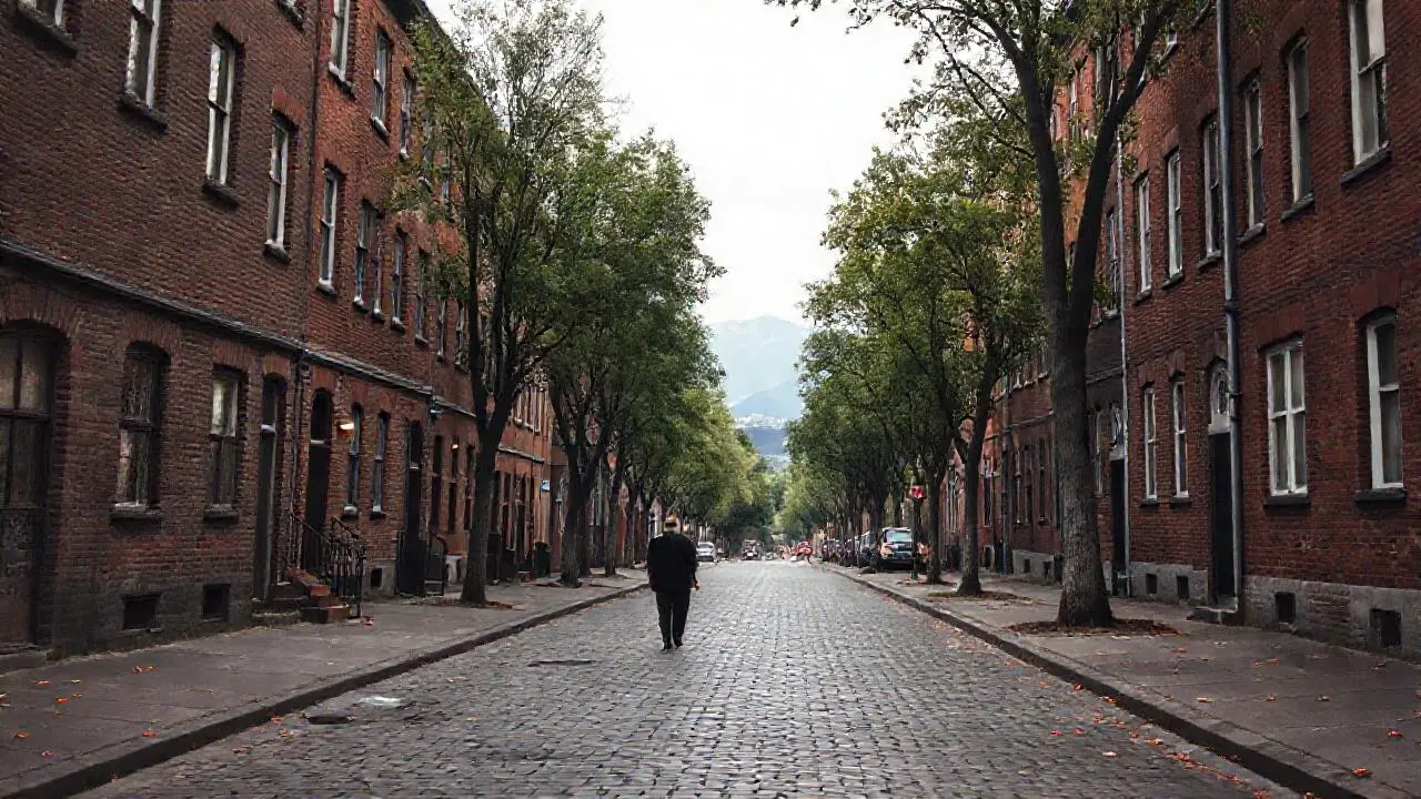 Calle tranquila, ambiente urbano y otoñal