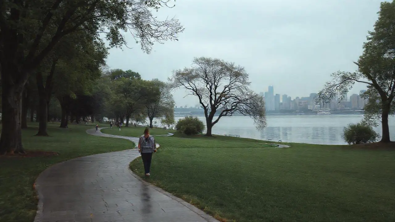 Paz urbana reflejada en calma natural