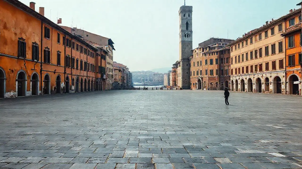 Plaza antigua, tranquila y atmosférica