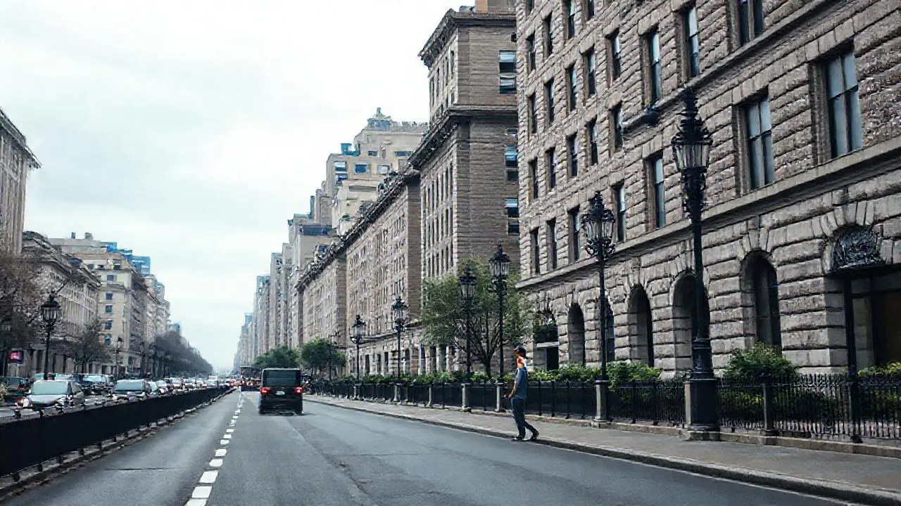 Calle urbana, escala y luz difusa