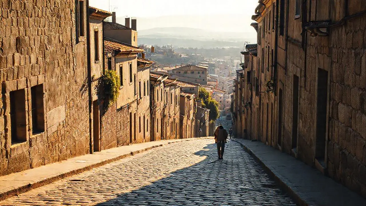 Calle antigua, luminosa y tranquila
