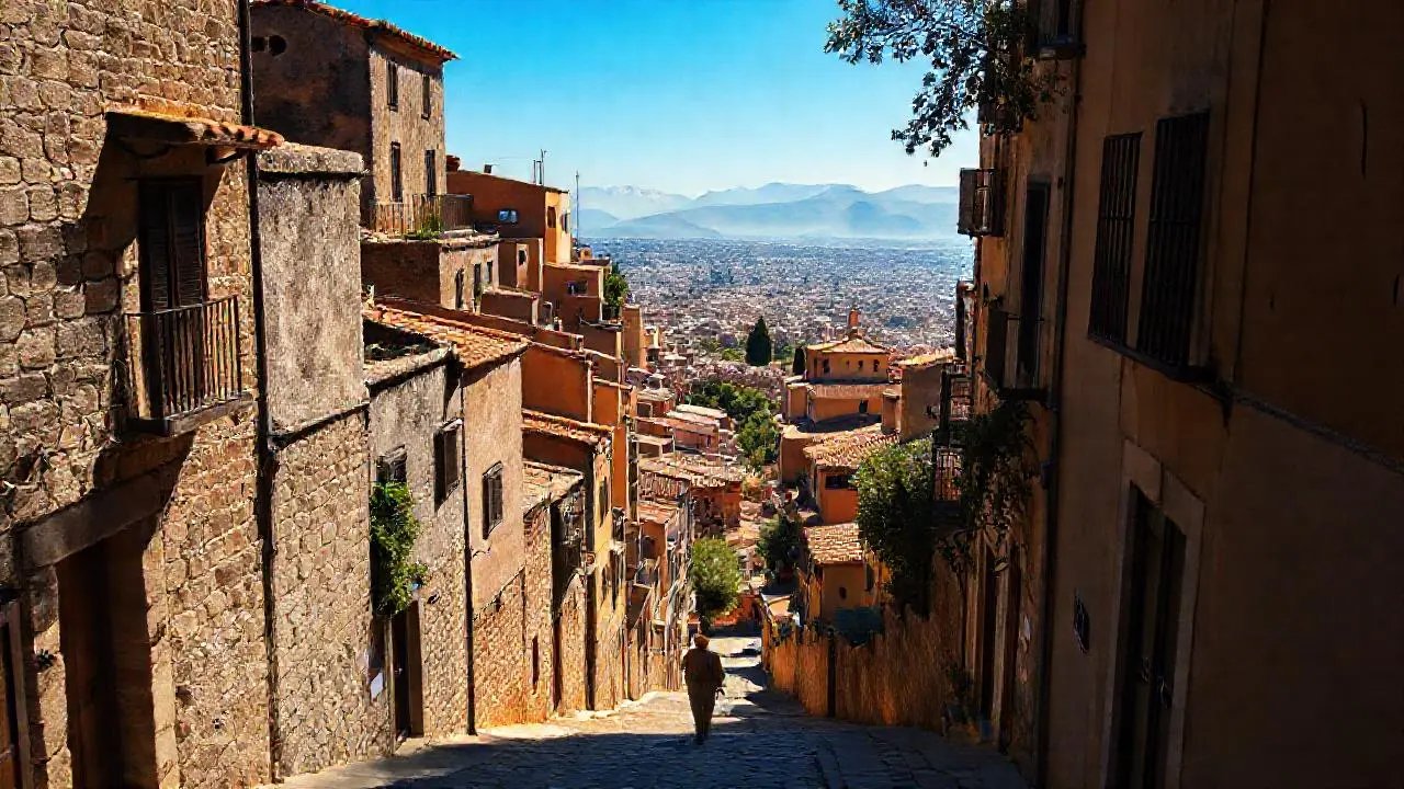 Pueblo antiguo, tranquilo y bañado en luz