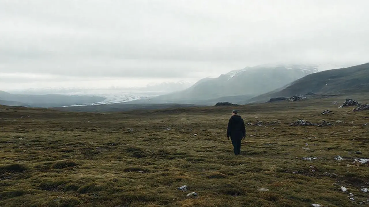 Paisaje ártico vasto, frío y solitario