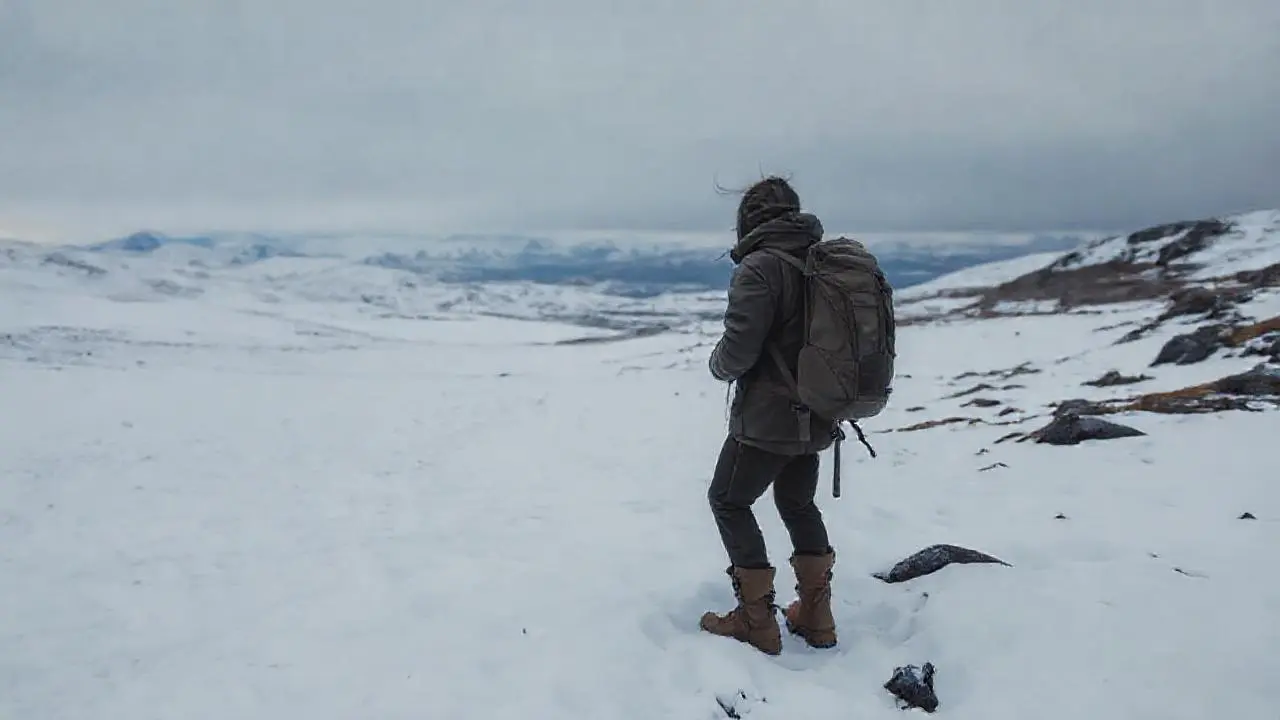 Paisaje invernal vasto, frío y silencioso