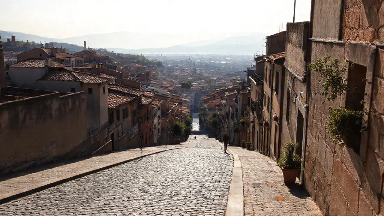 Pueblo antiguo, luz suave y atmosférico