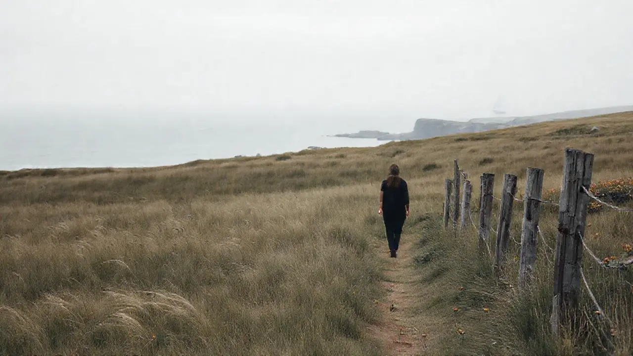 Paisaje costero tranquilo y melancólico