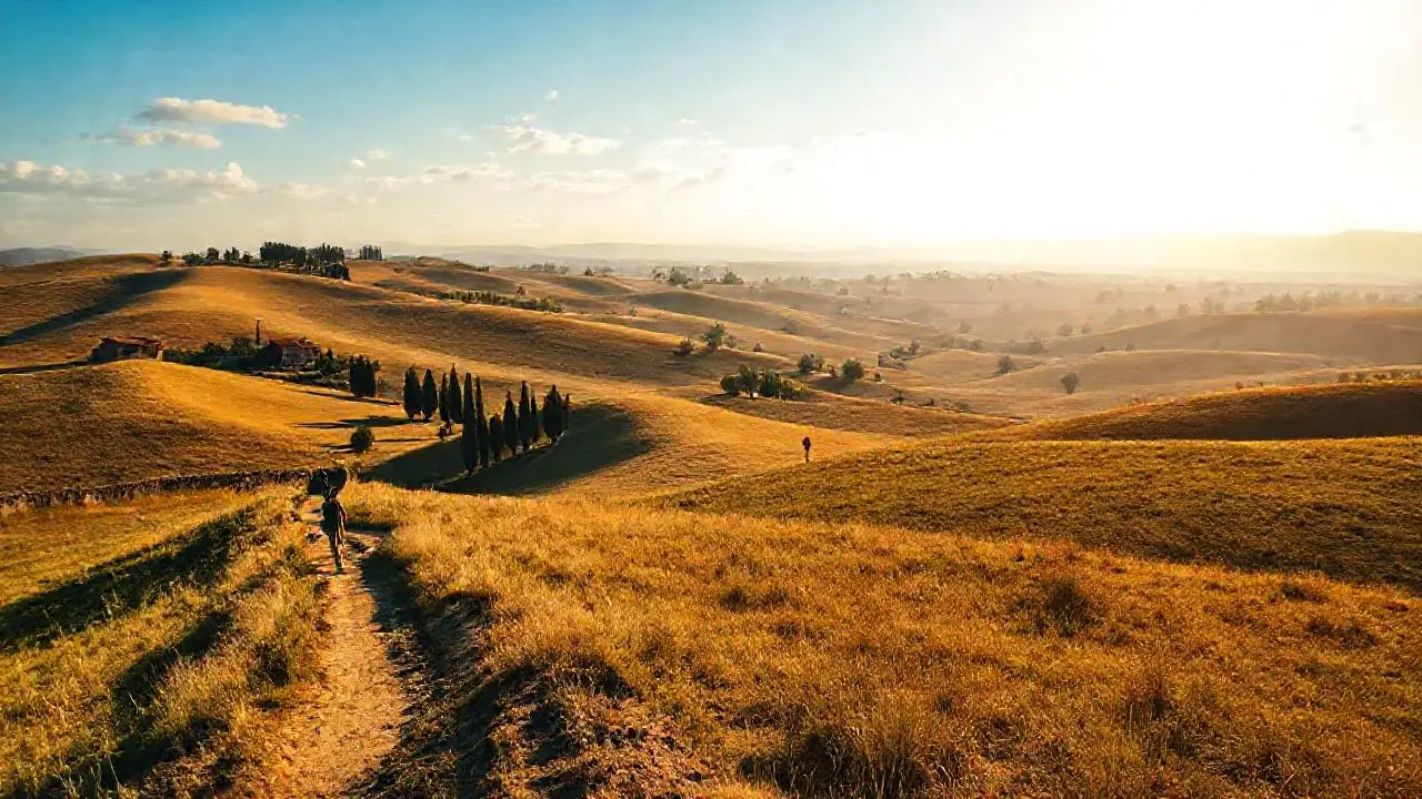 Paisaje toscano tranquilo, bañado por el sol