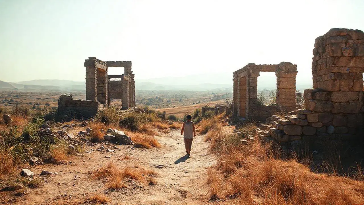 Ruinas antiguas bajo un cielo vasto