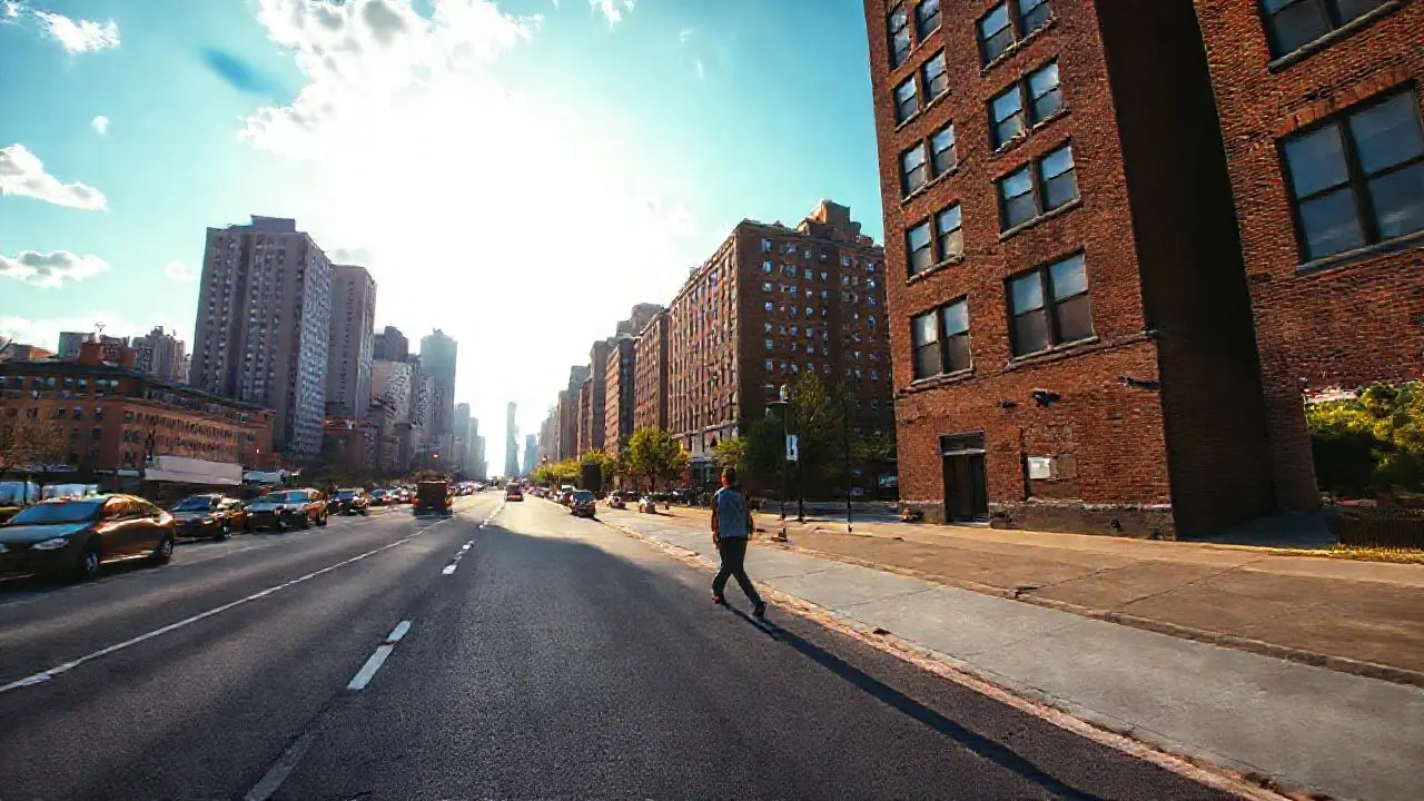 Ciudad urbana, detallada y ligeramente borrosa