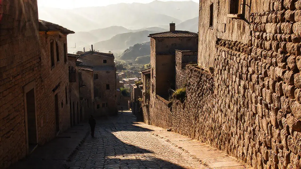 Pueblo antiguo, tranquilo y luminoso