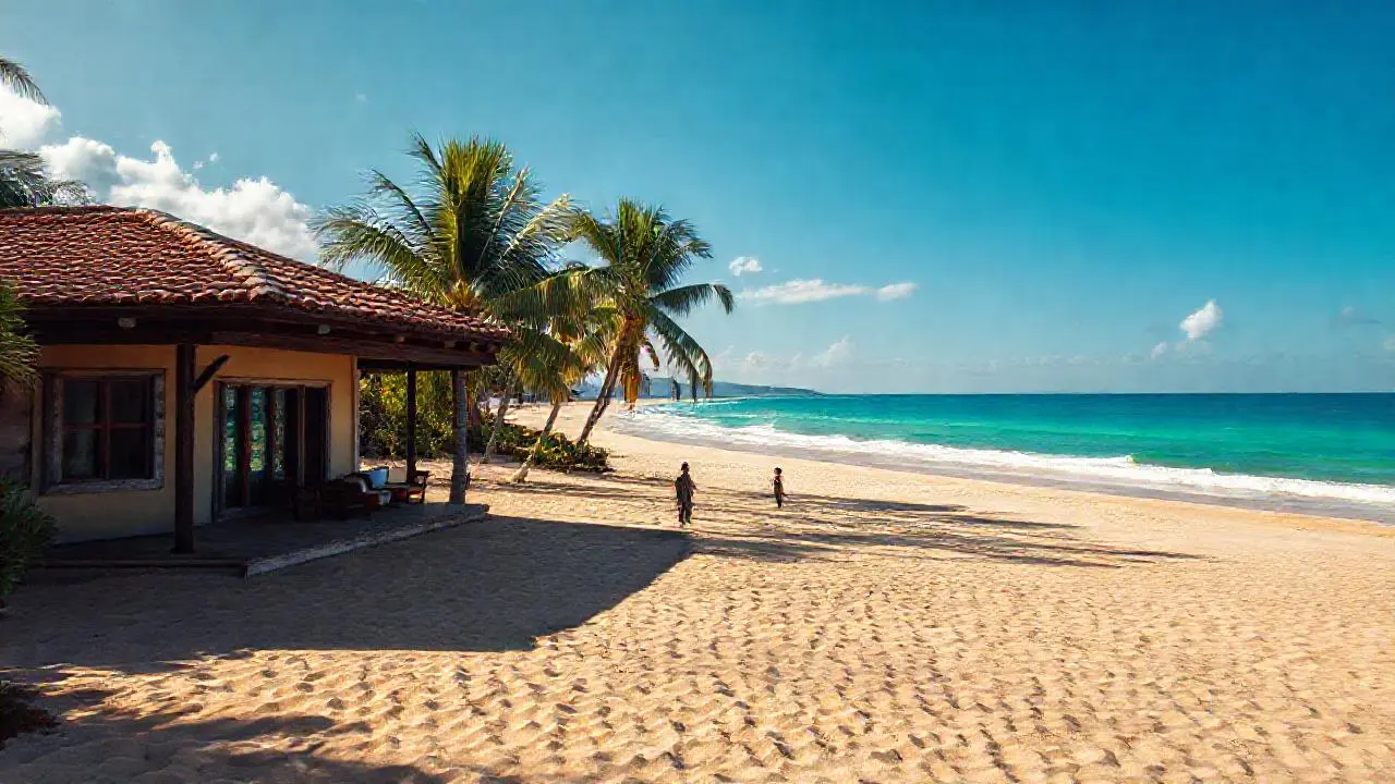 Tranquila escena tropical, cálida y serena