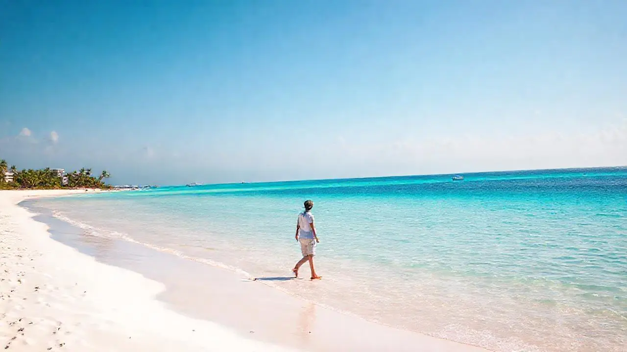 Playa tranquila, luz cálida y espacio vasto