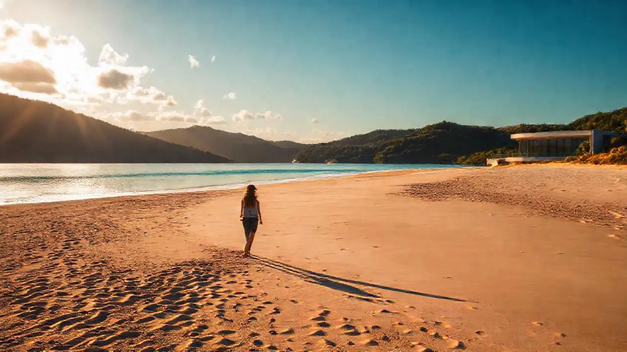 Paz serena en una playa soleada