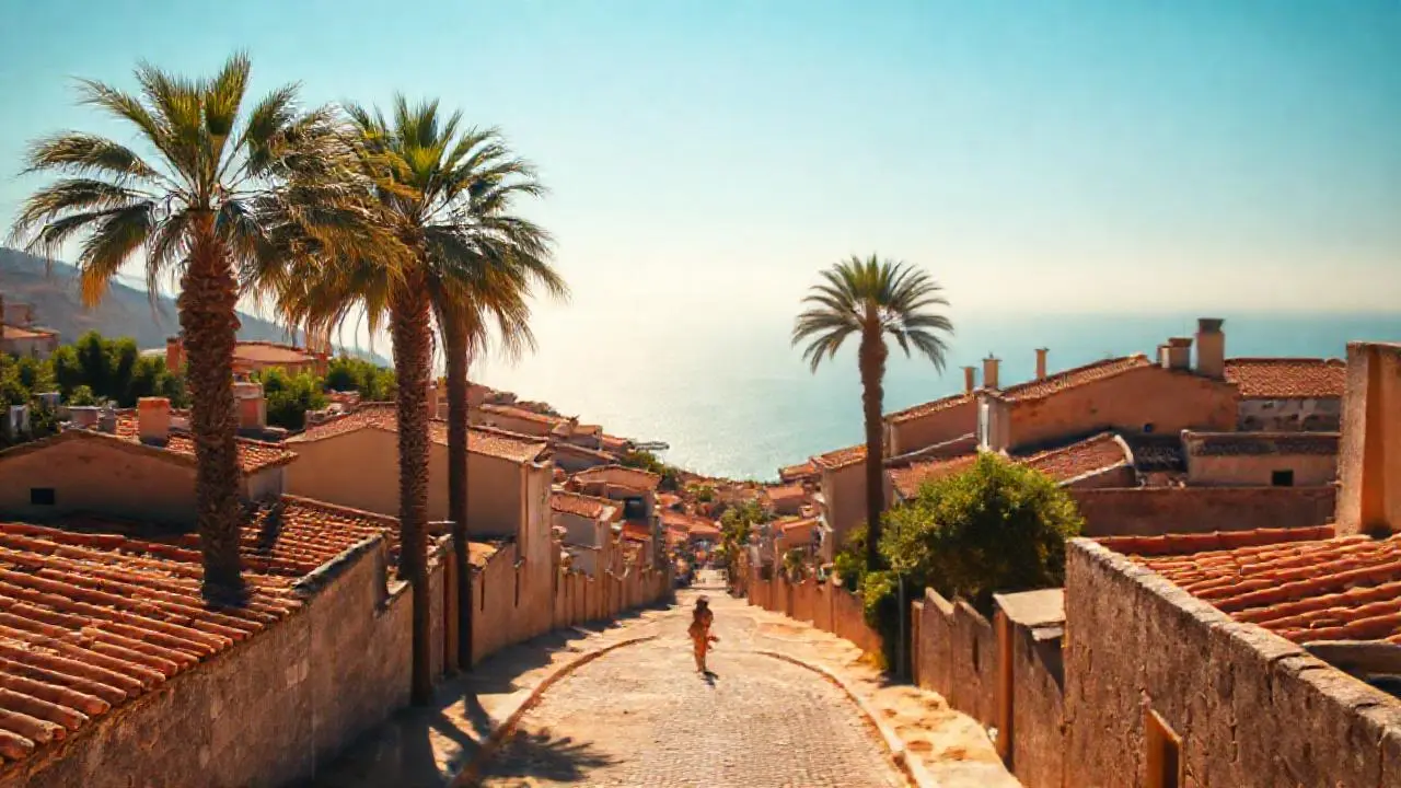 Paz serena en un pueblo costero