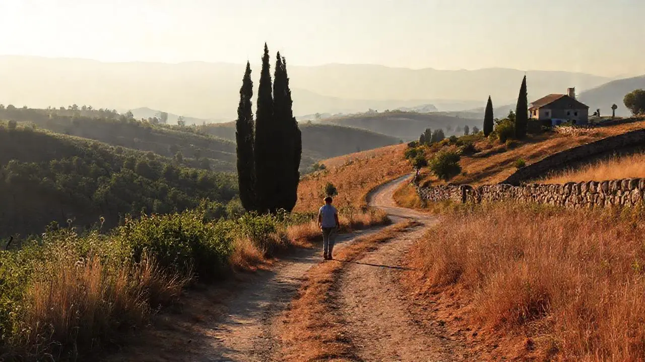 Paisaje rural sereno y soleado