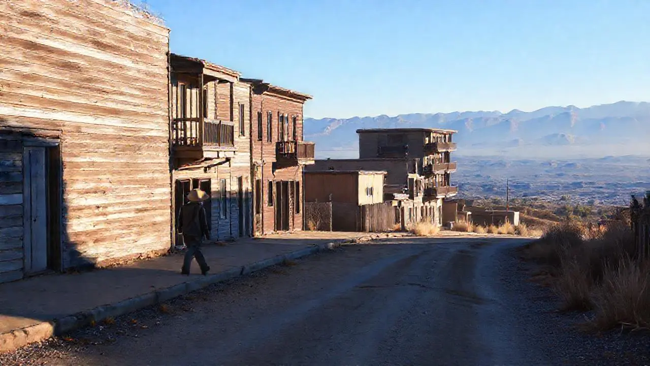Calle polvorienta, tranquila y soleada