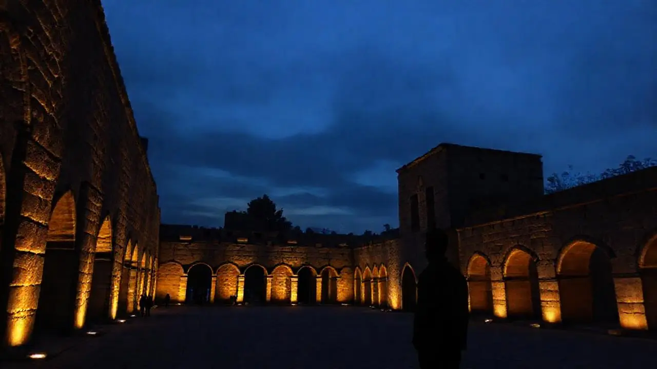 Arquitectura antigua, calma y misteriosa vastedad
