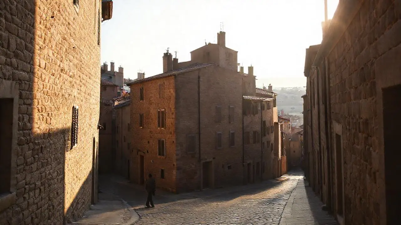 Pueblo antiguo, tranquilo y luminoso