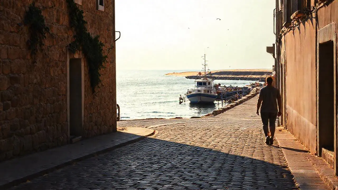 Tranquila escena costera, suave y serena
