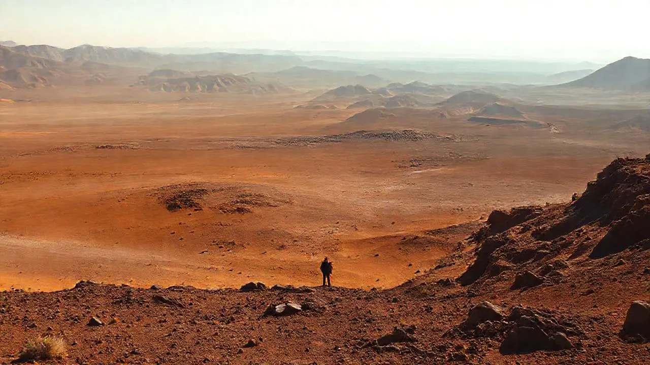 Paisaje árido, vasto, y silencioso