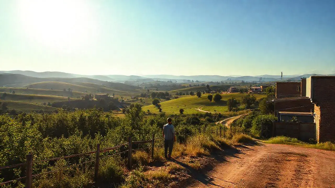 Paisaje sereno y vasto, luz cálida