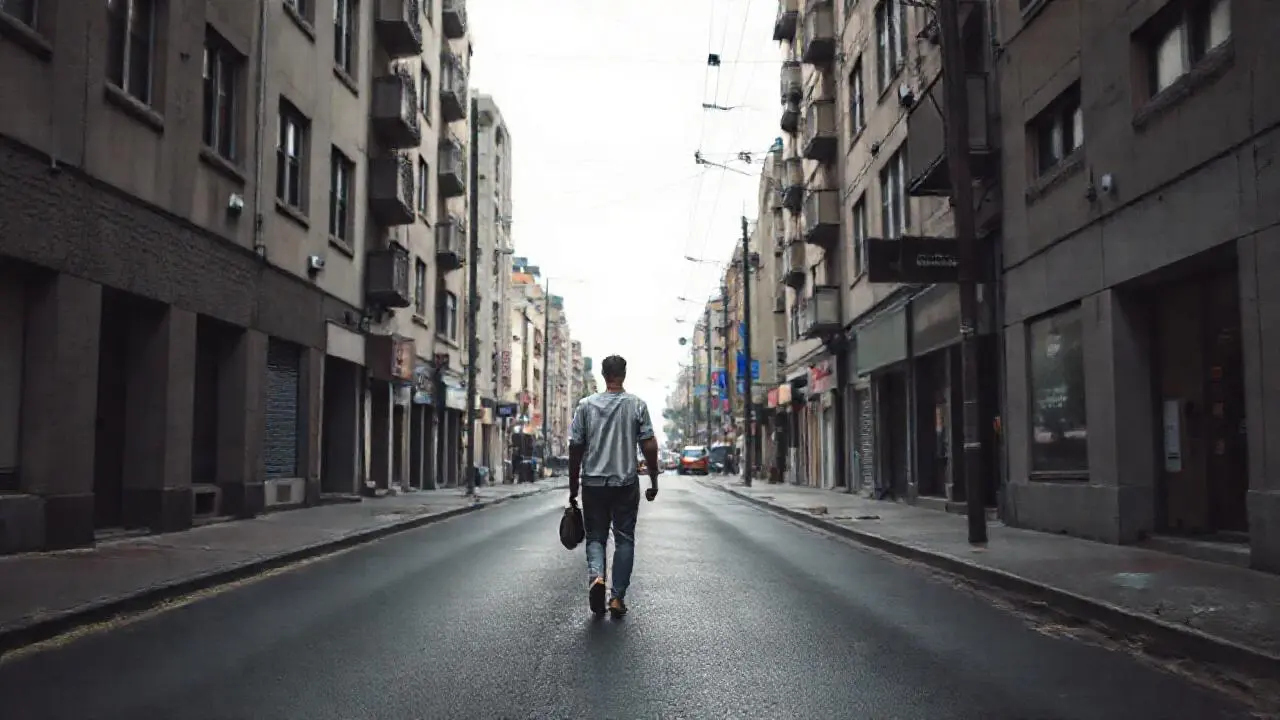 Calle urbana, ambiente realista y ligeramente borroso