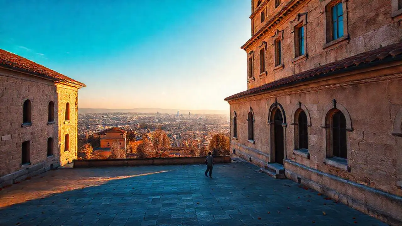 Arquitectura antigua bajo luz diurna serena