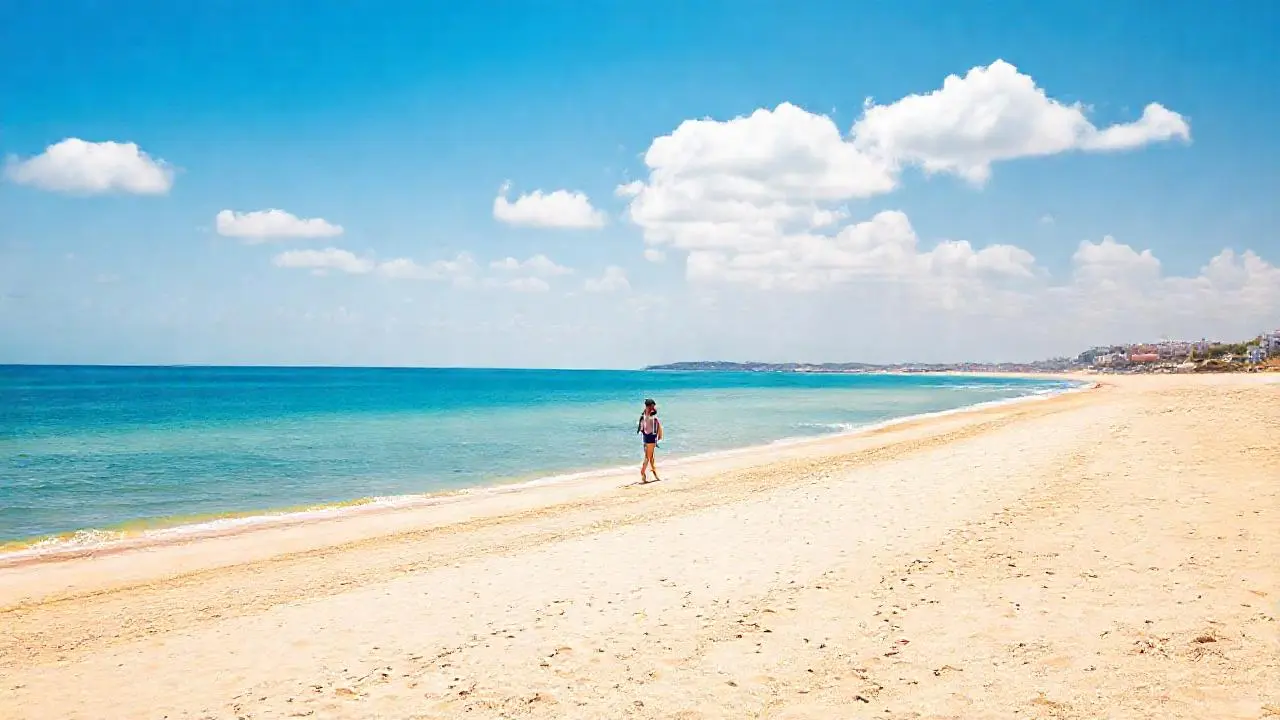 Playa serena, luz cálida y horizonte abierto