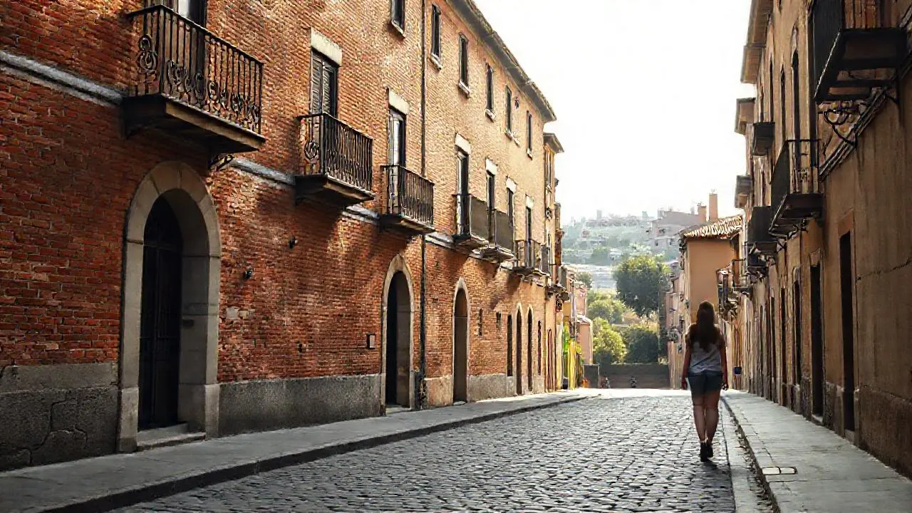 Calle urbana tranquila, luz suave y difusa